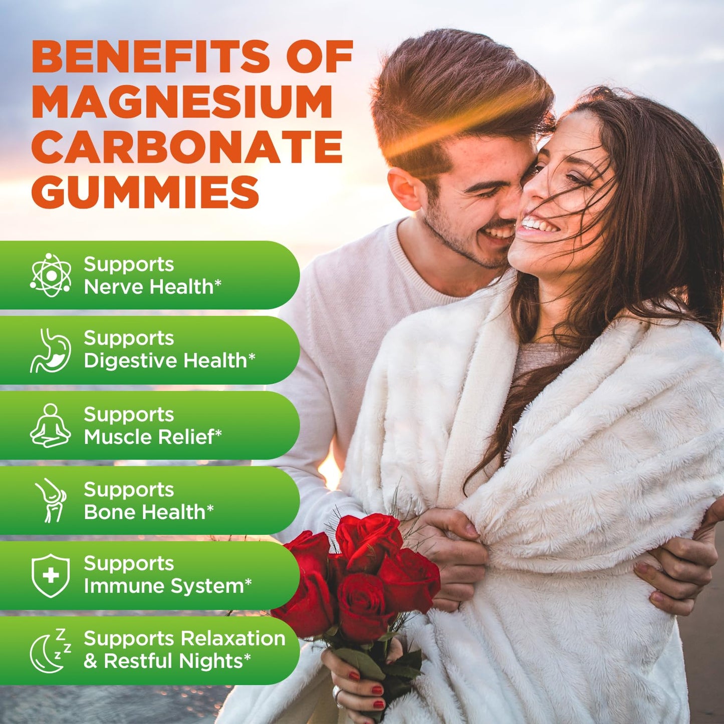 SEPT YAN Magnesium Carbonate Gummies 500mg, Magnesium Supplement with Vitamin C, D3 & B6 for Muscle, Bone, Digestive & Immune Support, Orange Flavor, Sugar Free, Vegan, 60 Gummies