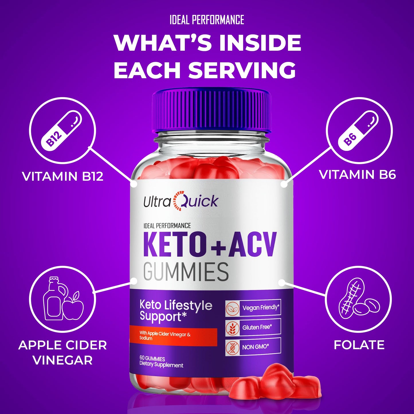IDEAL PERFORMANCE Ultra Quick Keto ACV Gummies 180 Count