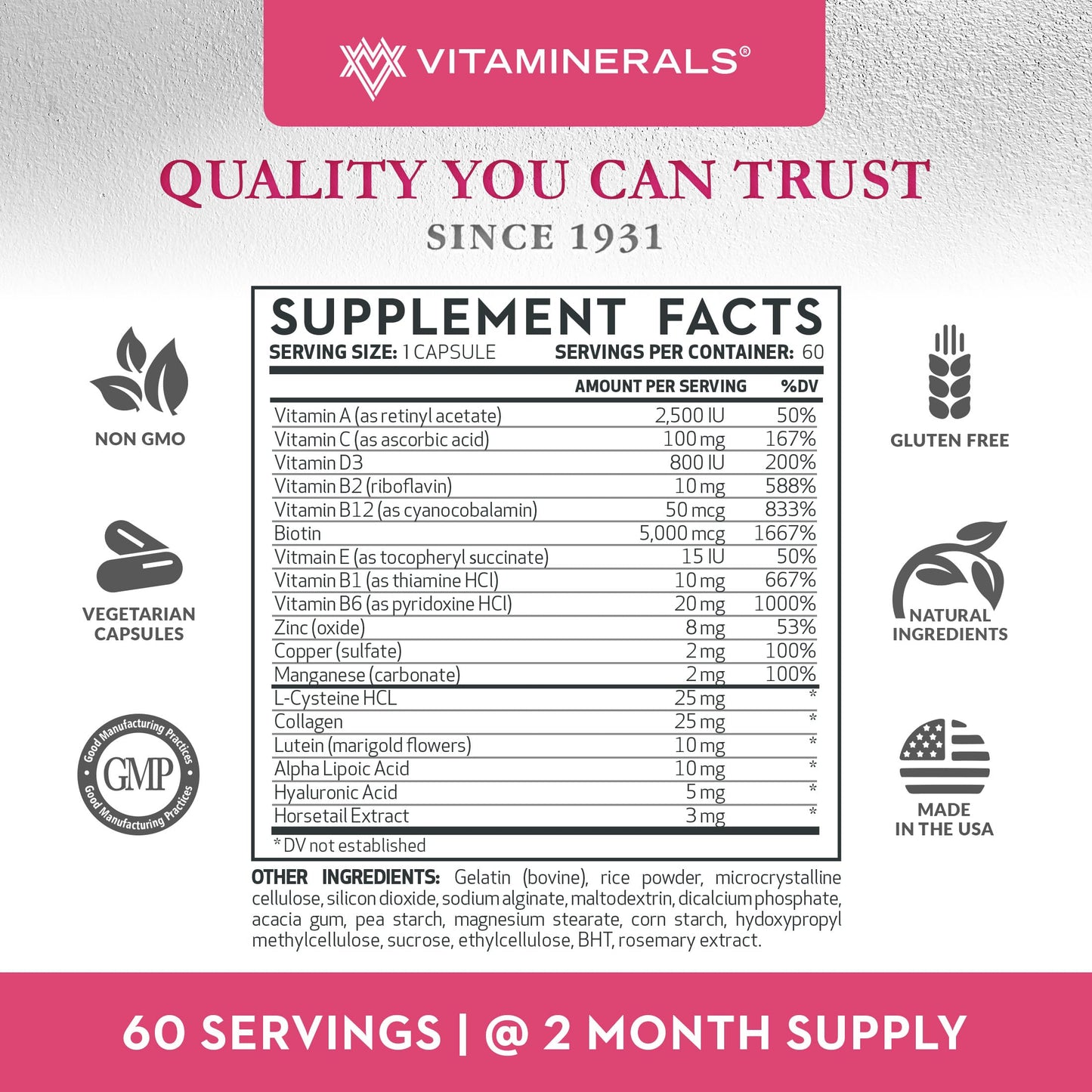 Vitaminerals 217 Hair, Skin & Nails 60 Capsules