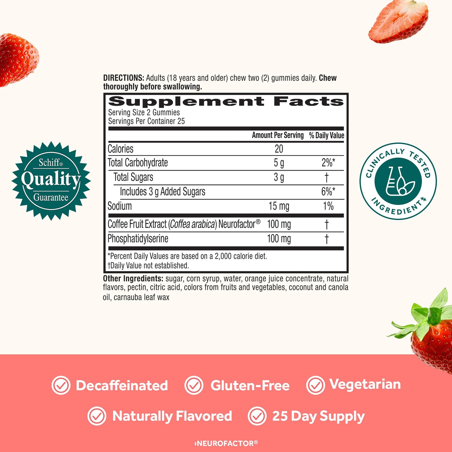 NEURIVA Original Brain Supplement Gummies, 50 Count