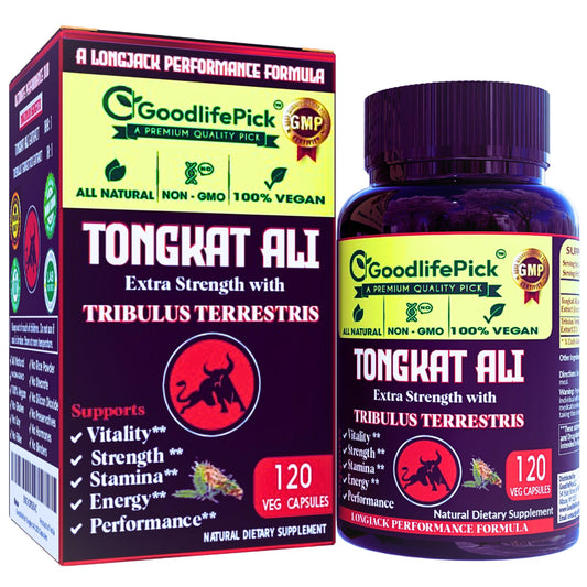 GoodlifePick Extra Strength Tongkat Ali with Tribulus Terrestris Extract 100:1 Capsules, 120 Count