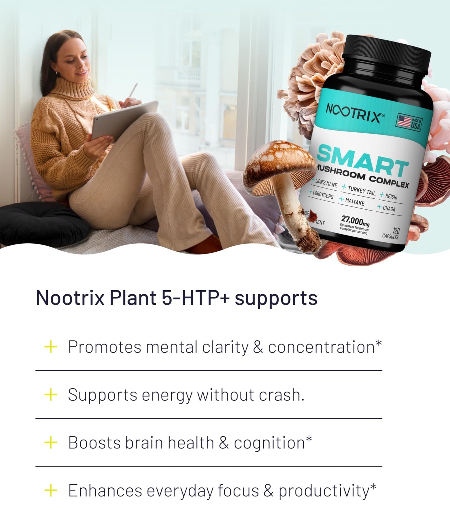 Nootrix Smart Mushrooms Complex Capsule, 120 Count