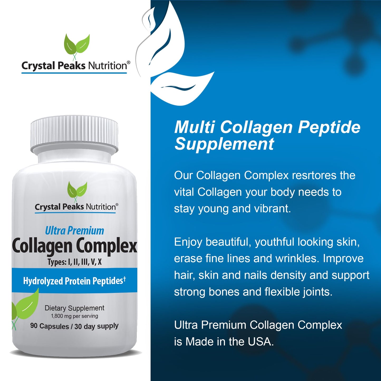 CRYSTAL PEAKS NUTRITION Collagen Peptide Capsules, 90 Count