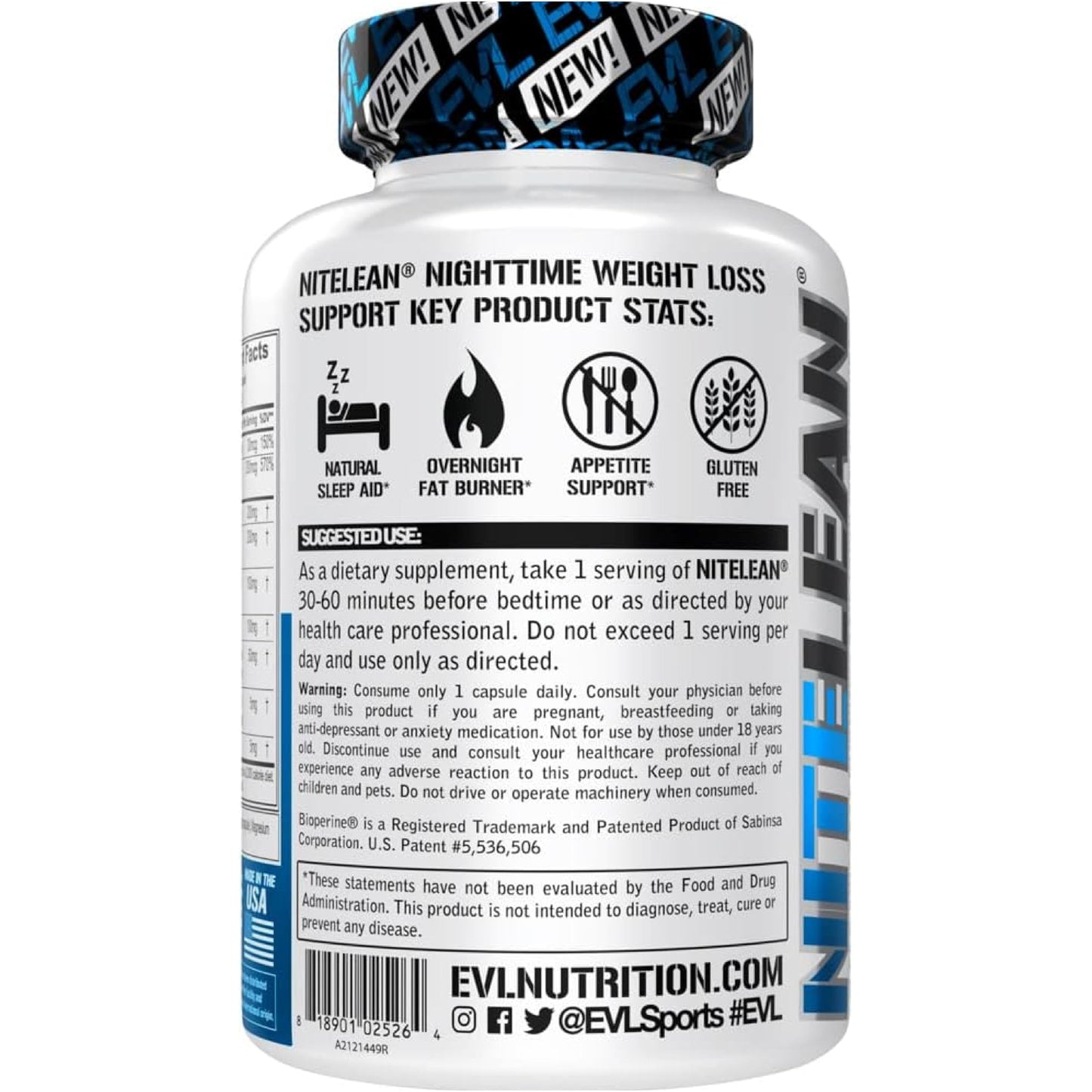 Evlution Night Time Fat Burner Capsule, 30 Count