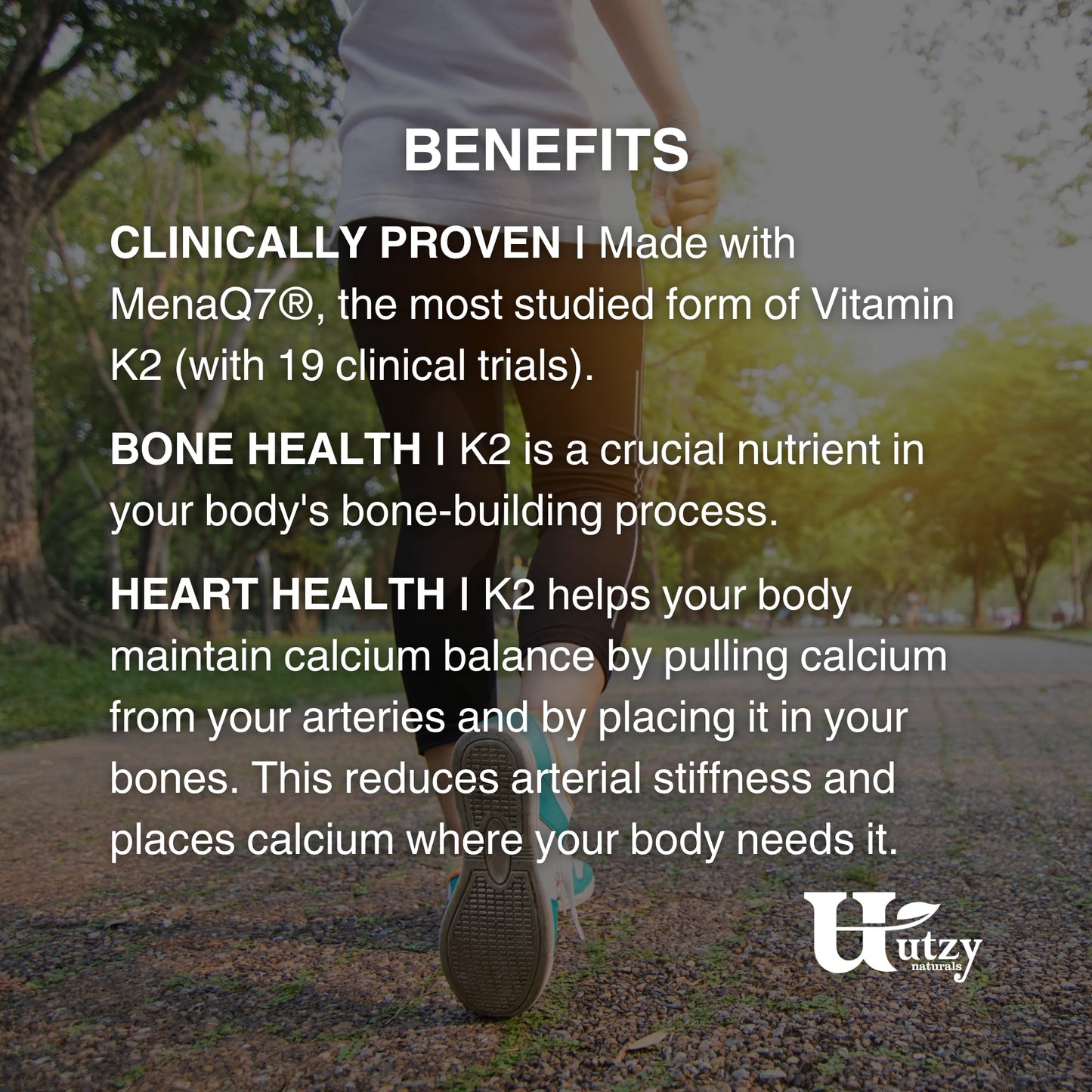 Utzy Naturals Vitamin K2 180 mcg MenaQ7 Form of K2, 60 Capsules