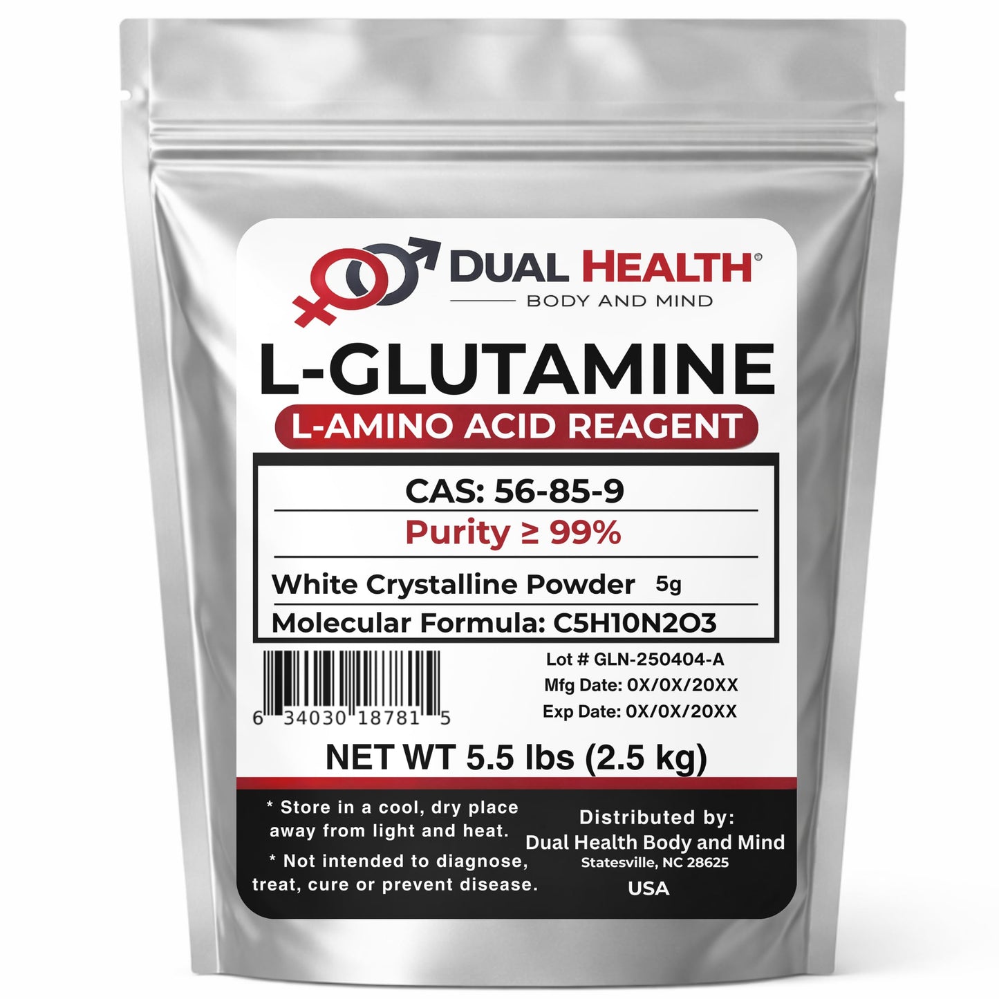 Dual Health Body & Mind L-Glutamine Powder 88.1849 oz