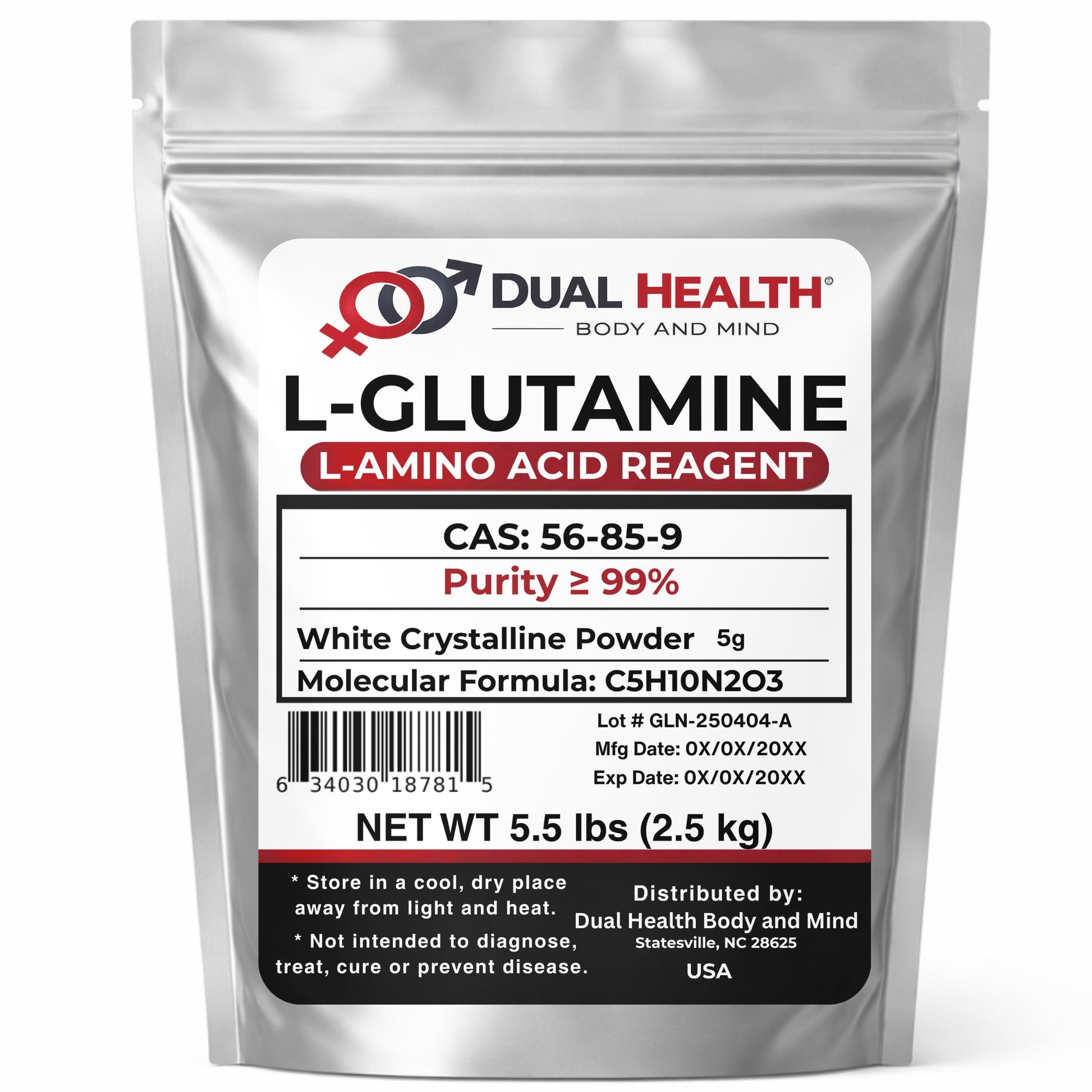 Dual Health Body & Mind L-Glutamine Powder 88.1849 oz