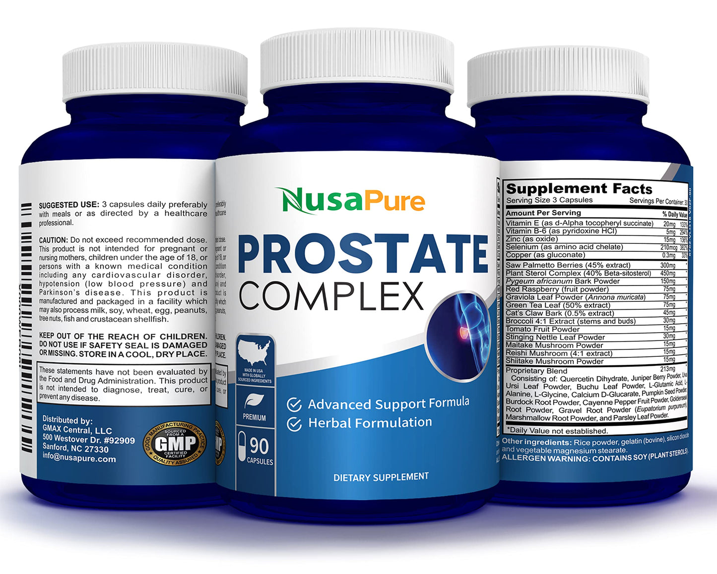 NusaPure Saw Prostate Palmetto with B Complex & Graviola Capsules 90 Count