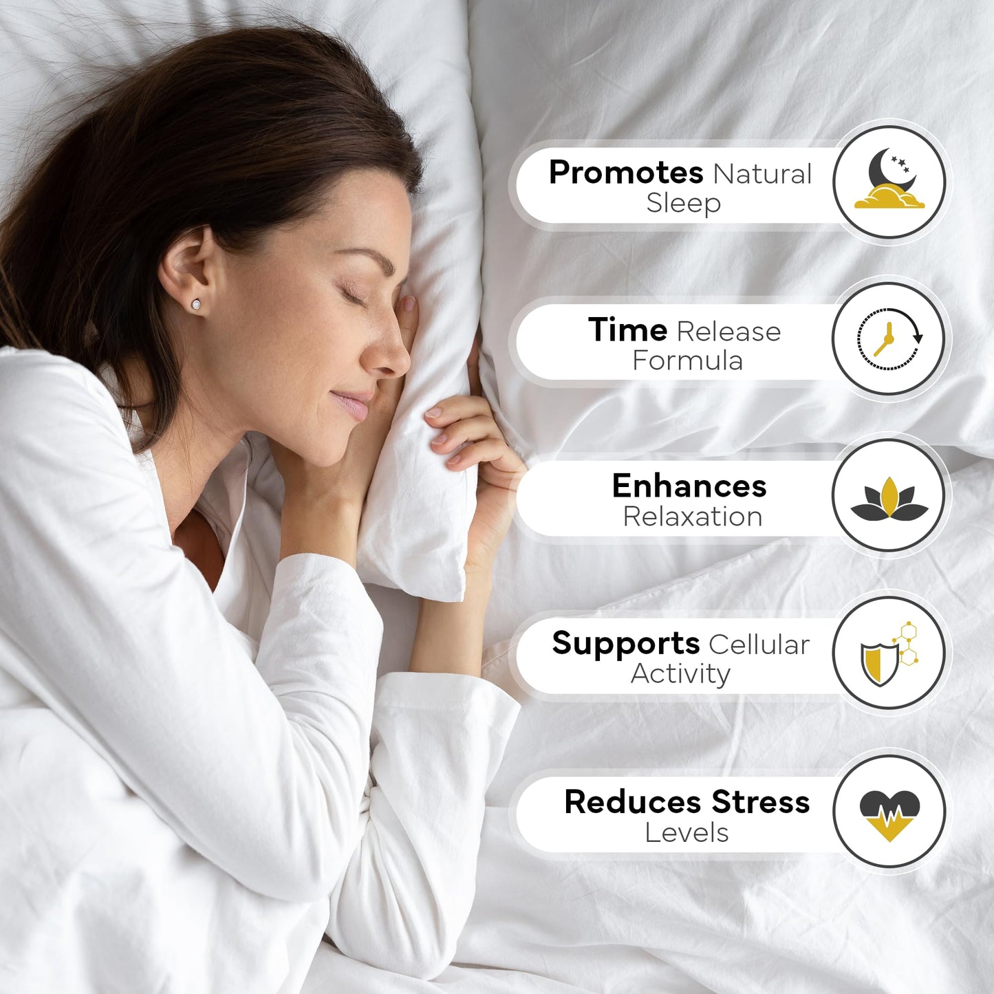 Nuton Happy Dreams Natural Sleep Aid Supplement & Cellular Vitality Melatonin Sleep Aid for Adults, Time Release Formula with ETAS Asparagus, L-Serine and Venetron Extract, 60 Capsules