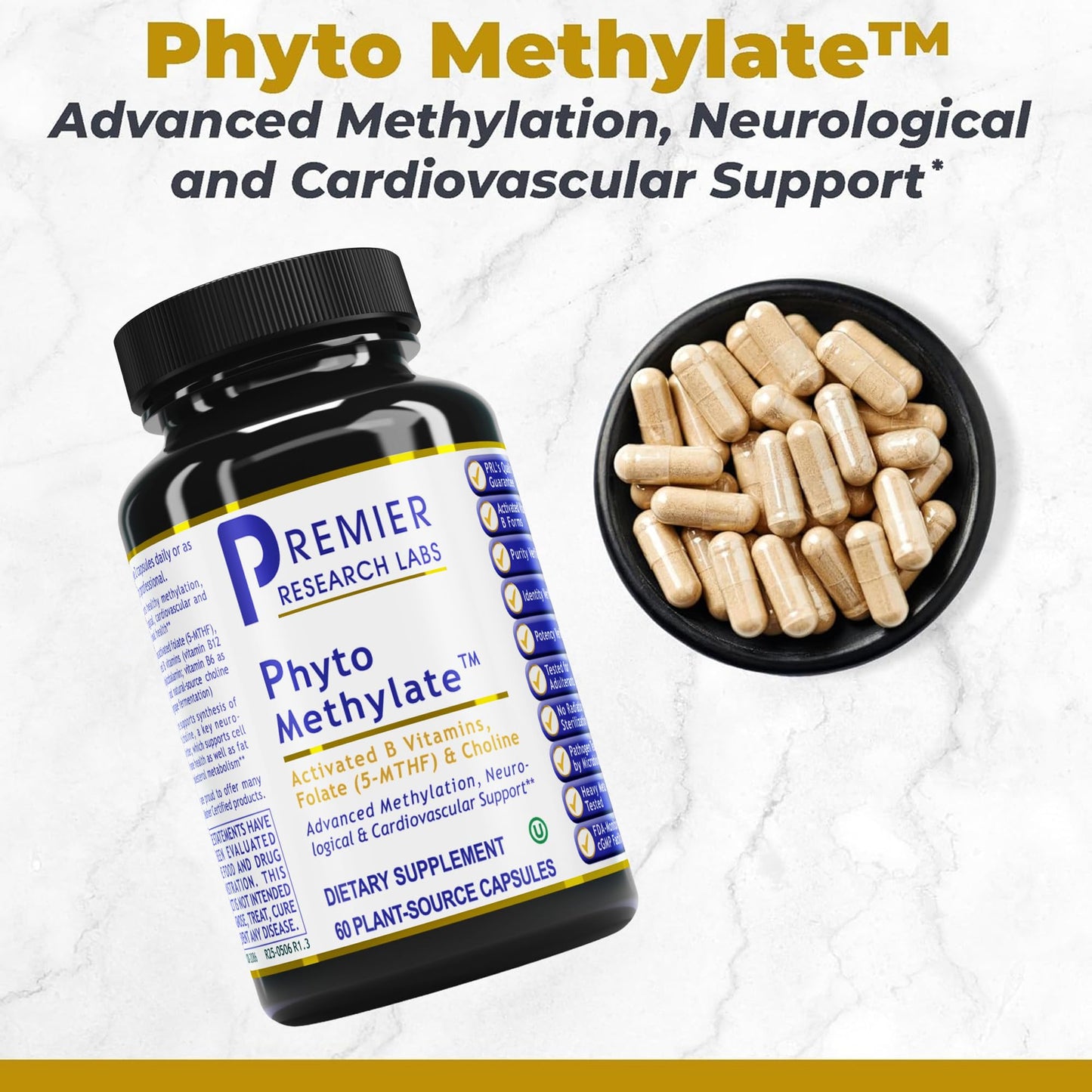 Premier Research Labs Phyto Methylate B Vitamin Supplement Capsules, 60 Count