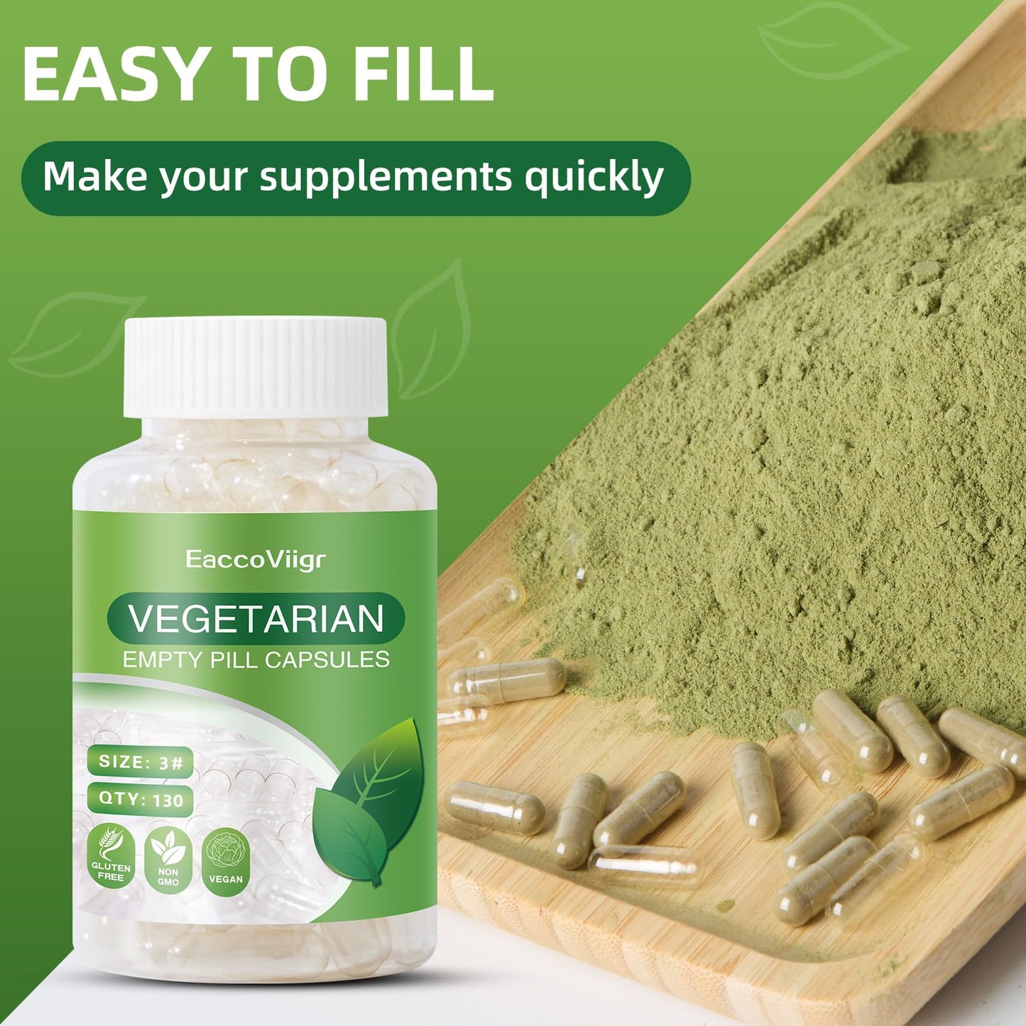EaccoViigr Empty Capsule Size 3 Capsules 1000