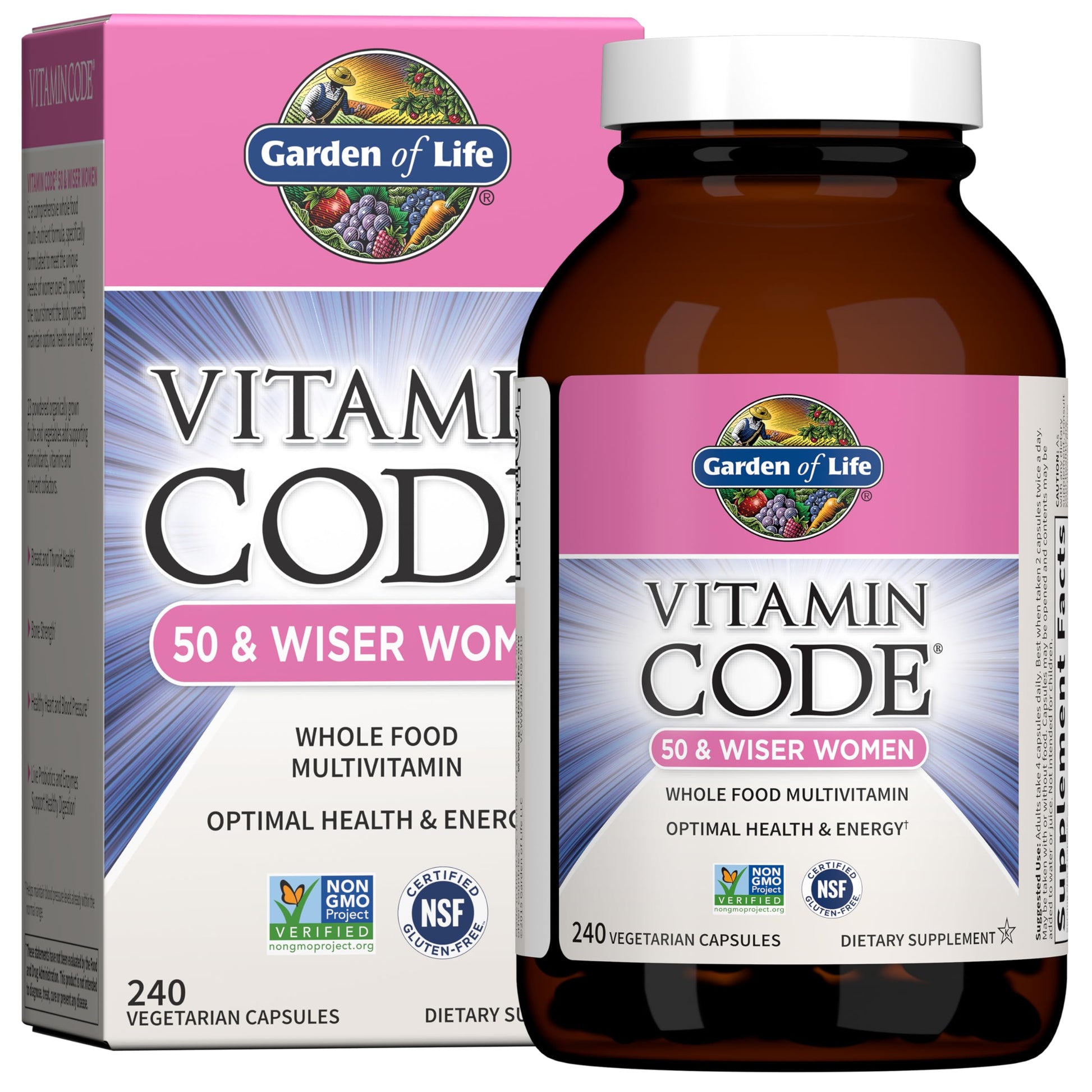 Garden of Life Vitamin Code Multivitamin for Women 50 & Over Capsules, 240 Capsules