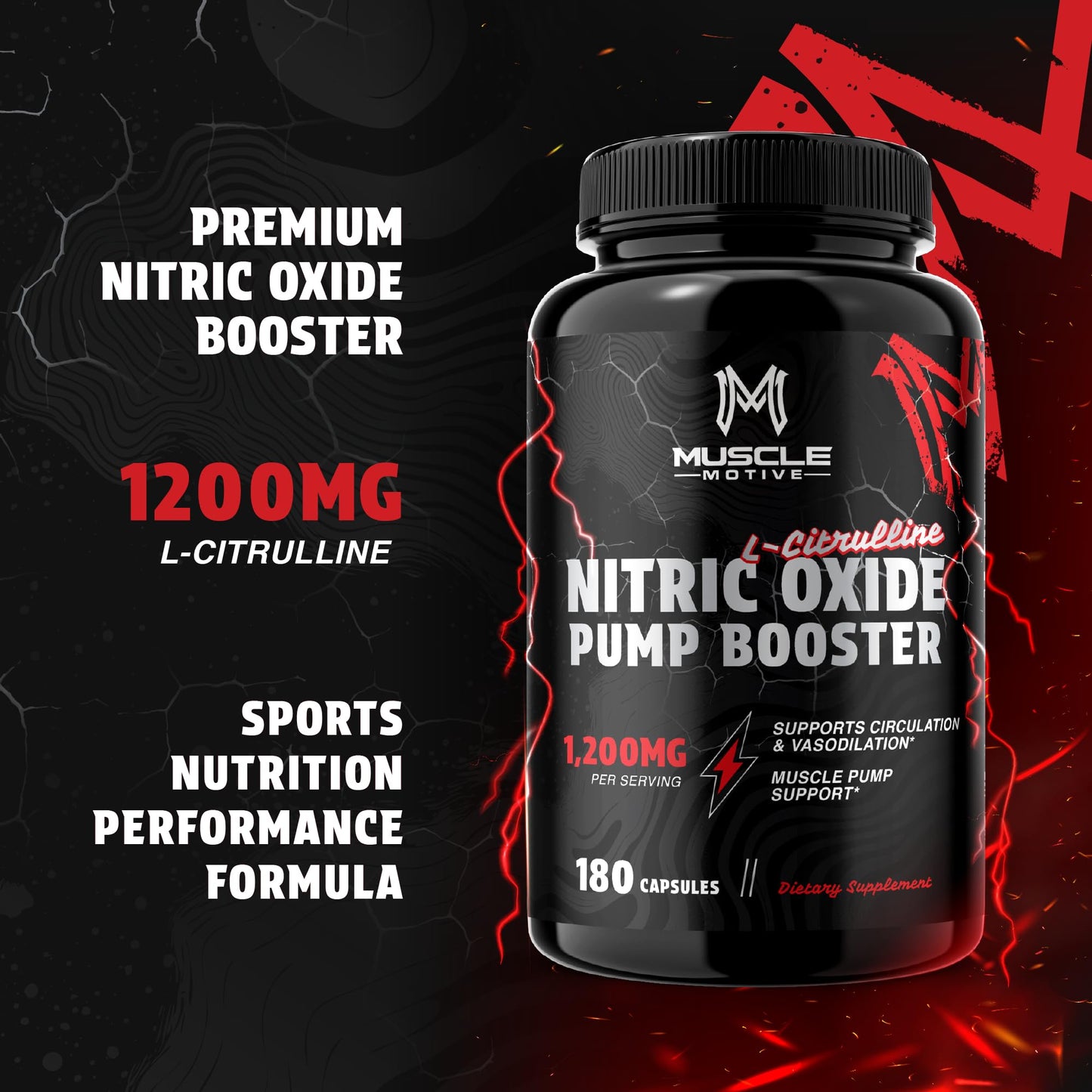 Muscle Motive Nitric Oxide Supplement for Men 180 Capsules