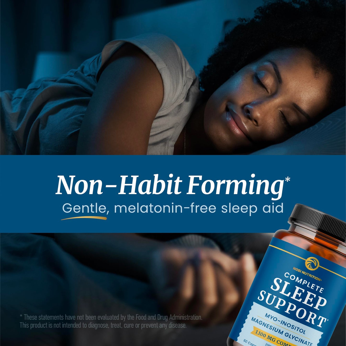 Nobi Nutrition Complete Sleep Support Myo Inositol + Magnesium Glycinate Capsule, 60 Count