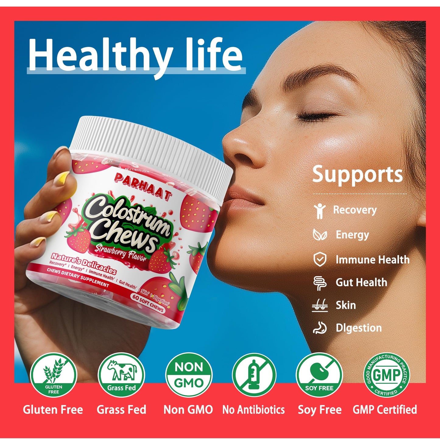 Parhaat Bovine Colostrum Chews Soft Chews 60 Count