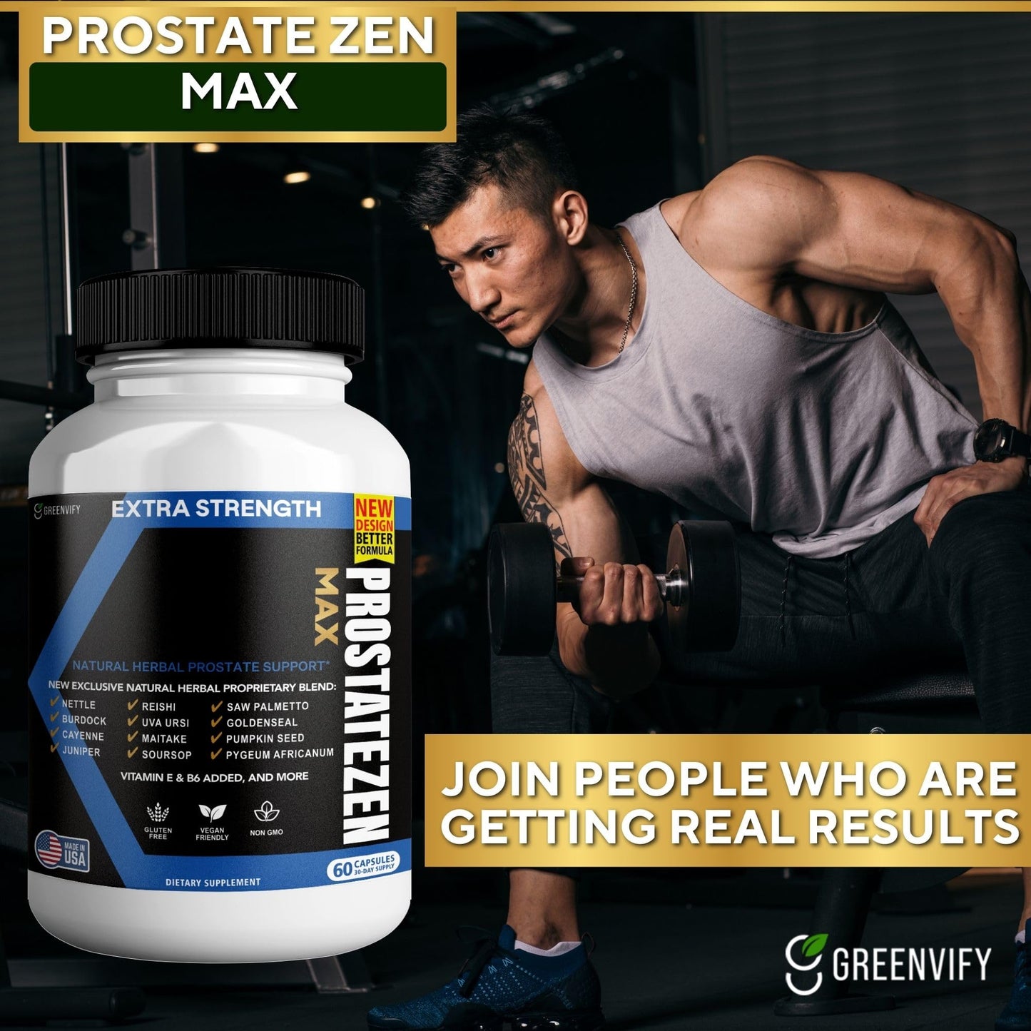 GREENVIFY ProstateZen Max Extra Strength Natural Herbal Prostate Support 600 Capsules