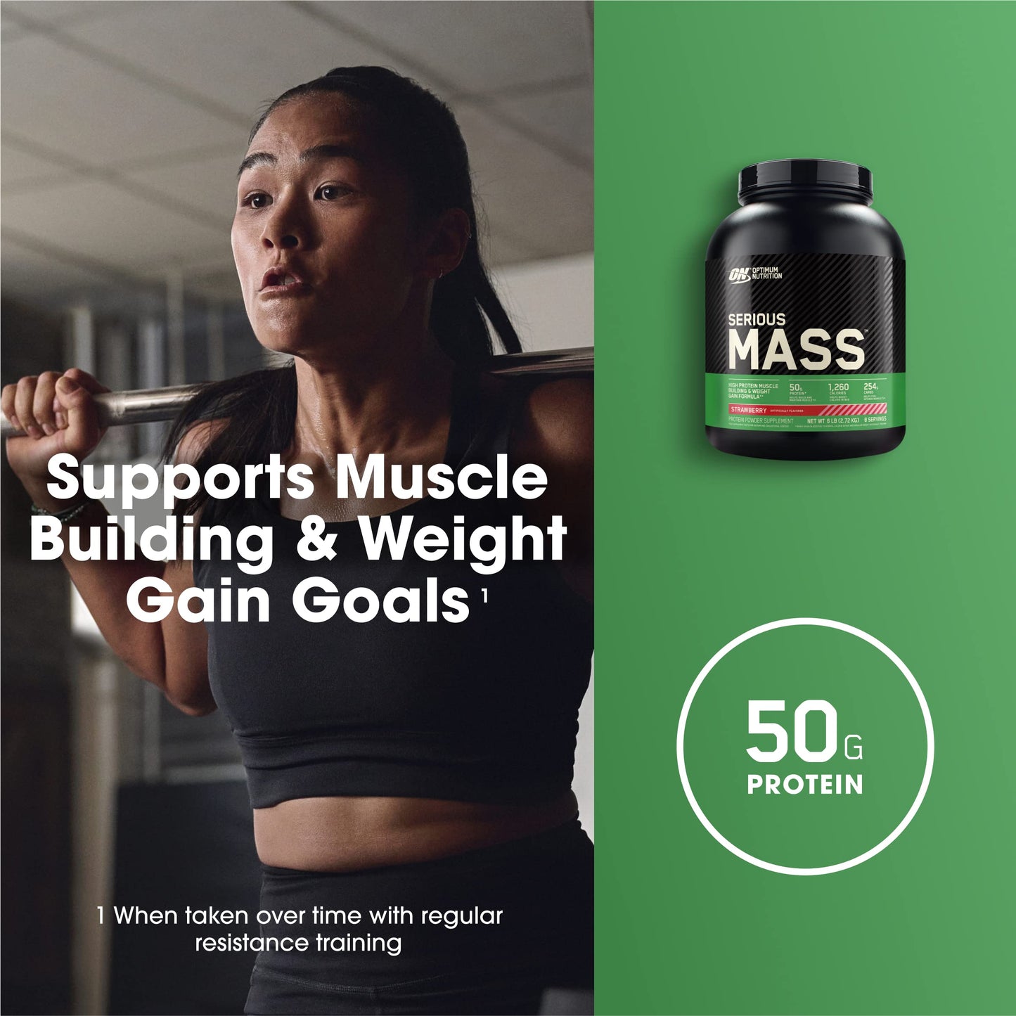 Optimum Nutrition Serious Mass Weight Gainer Protein Powder, Strawberry, 6 lb