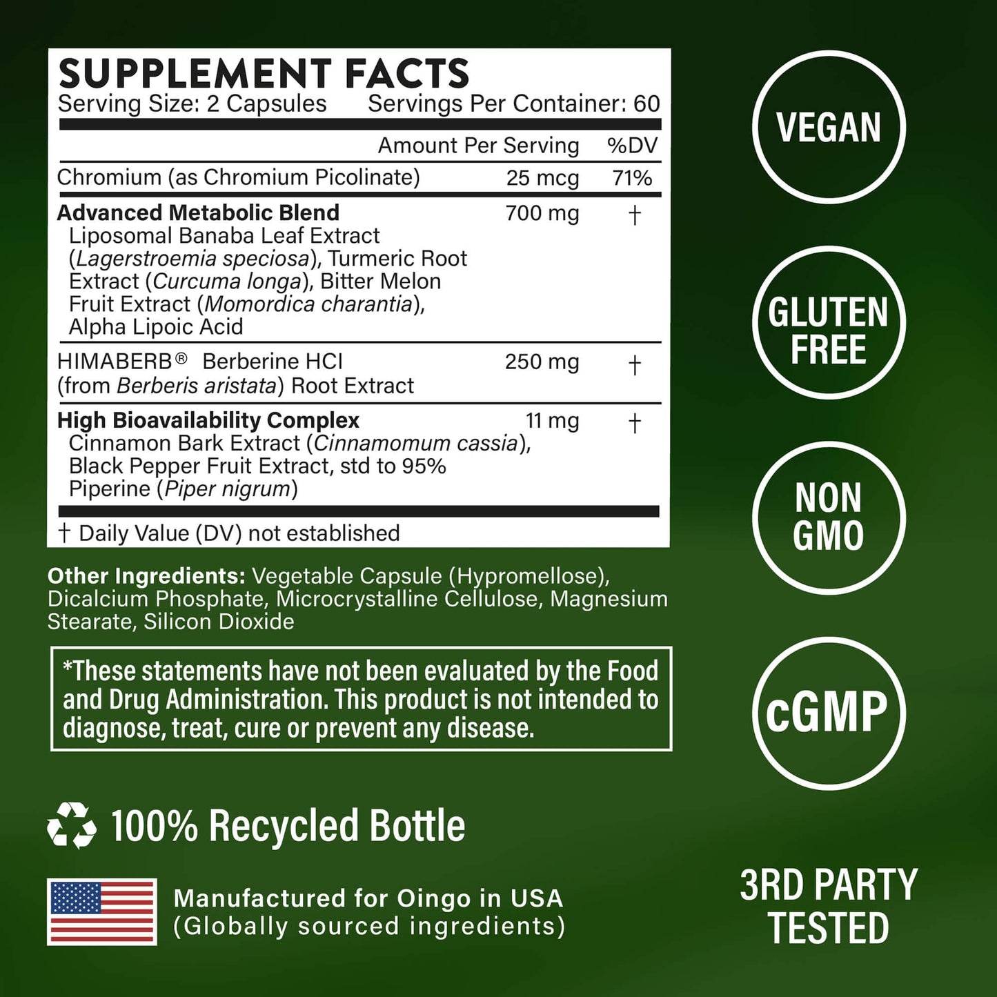 Oingo Metabolic Health Supplement Capsule, 120 Count