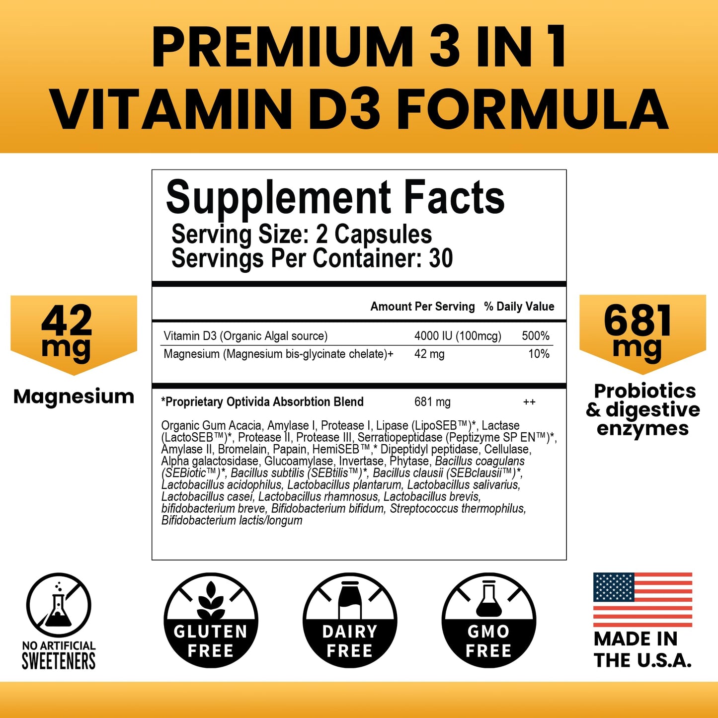 OPTIVIDA Bioavailable Vegan Vitamin D3 4000 IU Capsule, 30 Count