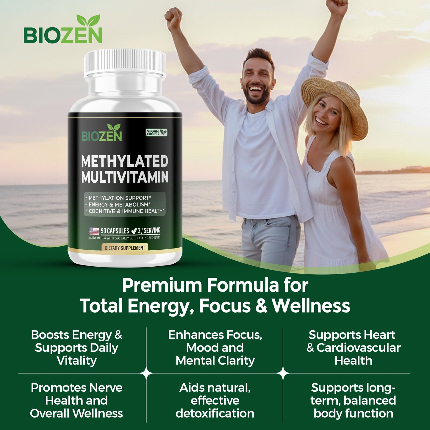 BIOZEN Methylated Multivitamin B Complex Capsule 90 Count
