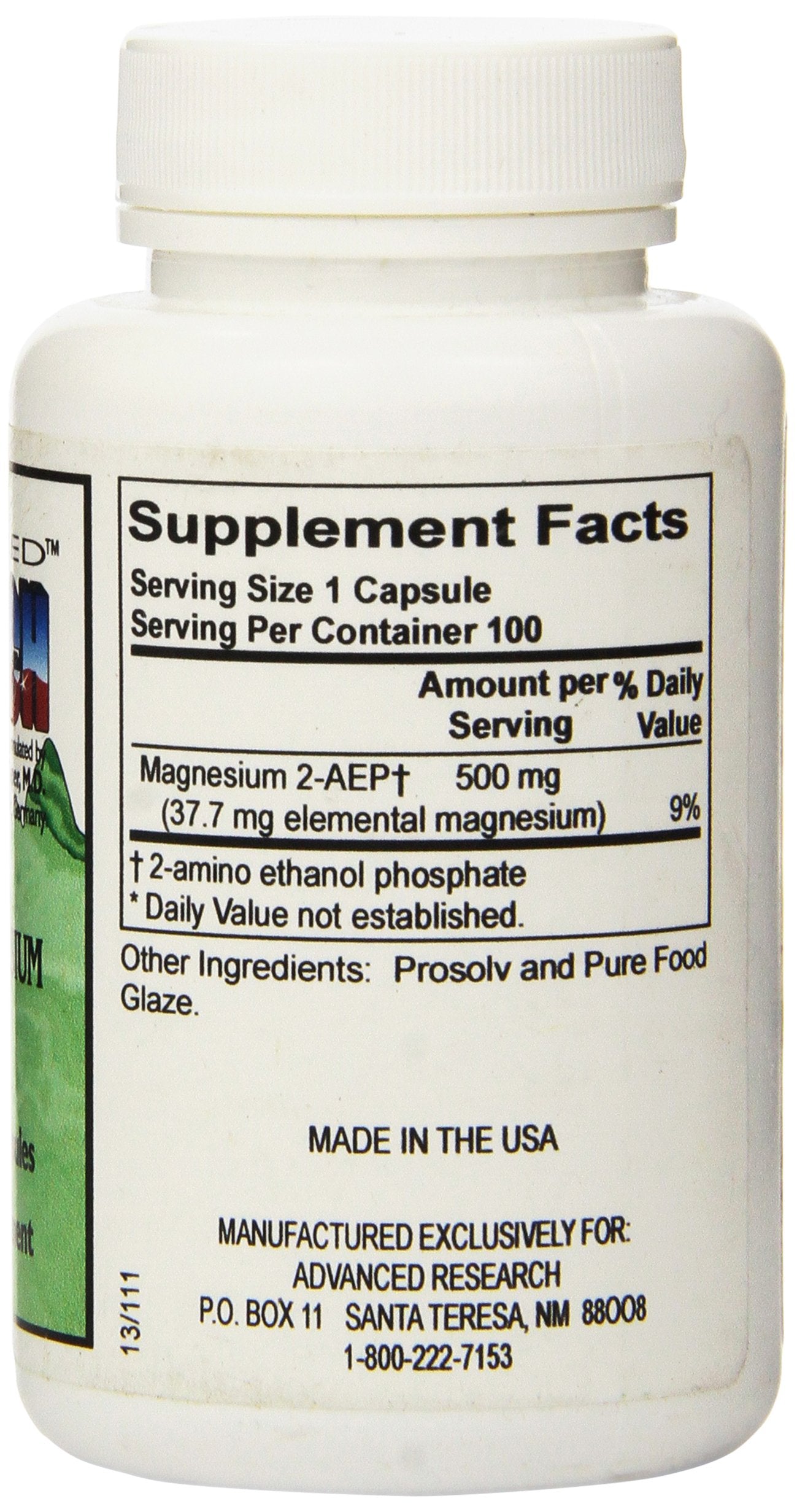 NCI Advanced Research Dr. Hans Nieper 2aep Magnesium Capsules, 500 Mg, 100 Count