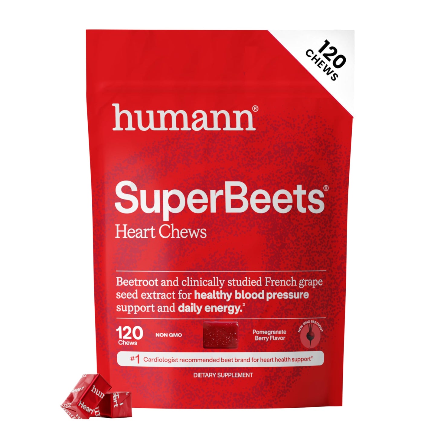 humanN SuperBeets Heart Chews 120 Count