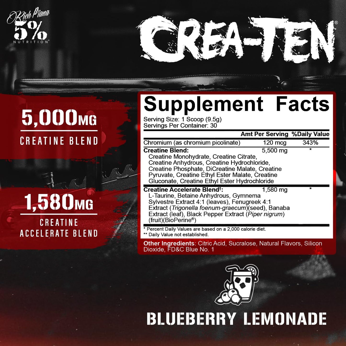 5% Nutrition CreaTEN Creatine Complex + Accelerators Powder 10.05 oz