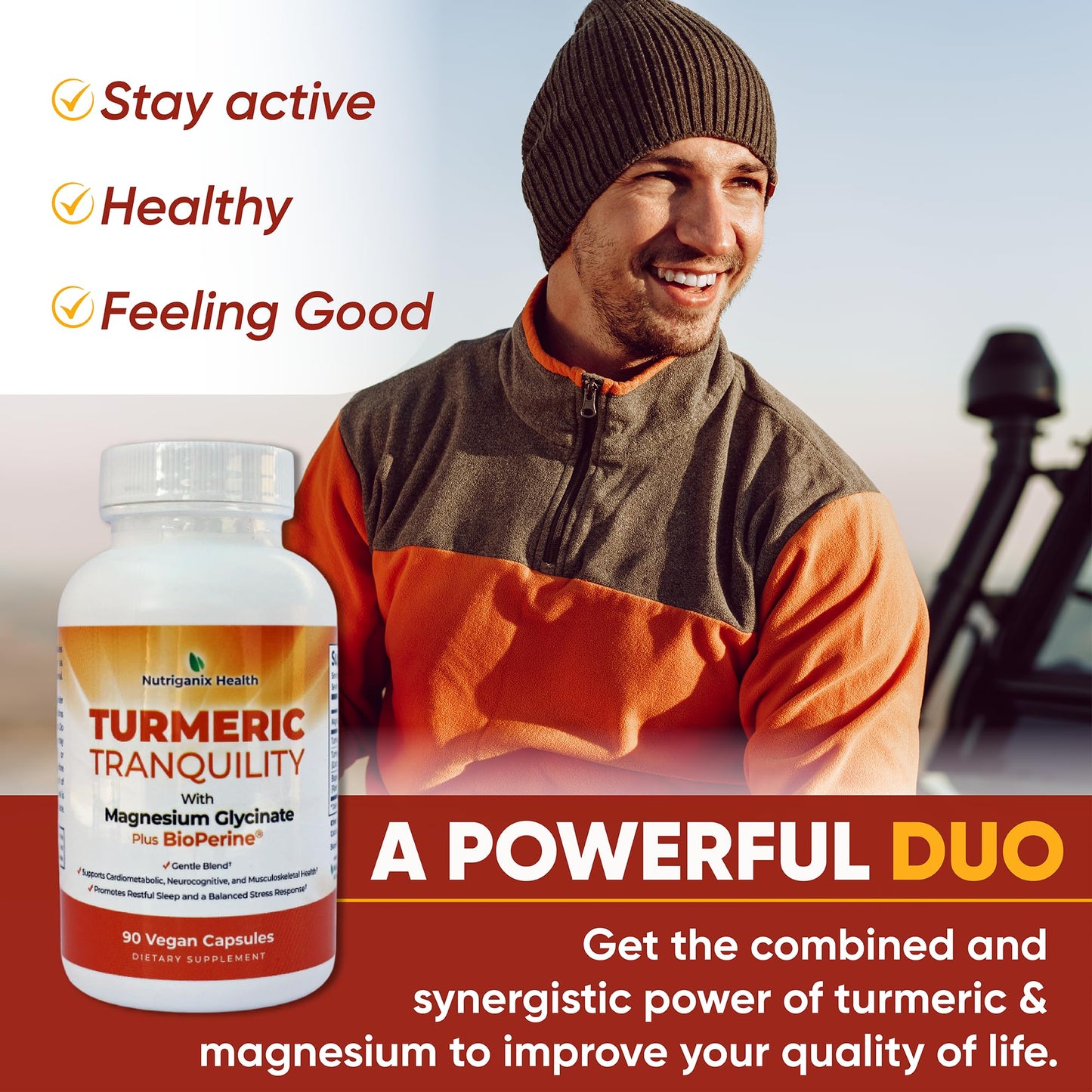 Nutriganix Turmeric Tranquility Turmeric Curcumin & Magnesium Glycinate with BioPerine 90 Capsules