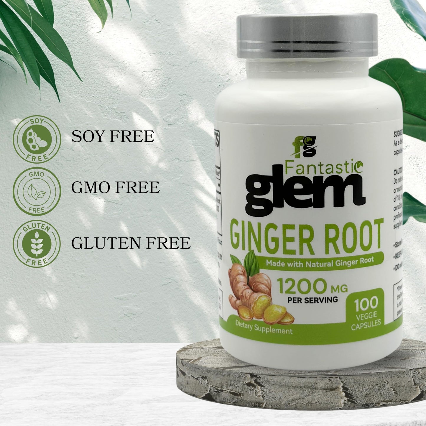 Fantastic Glem Ginger Root Capsules, 100 Count
