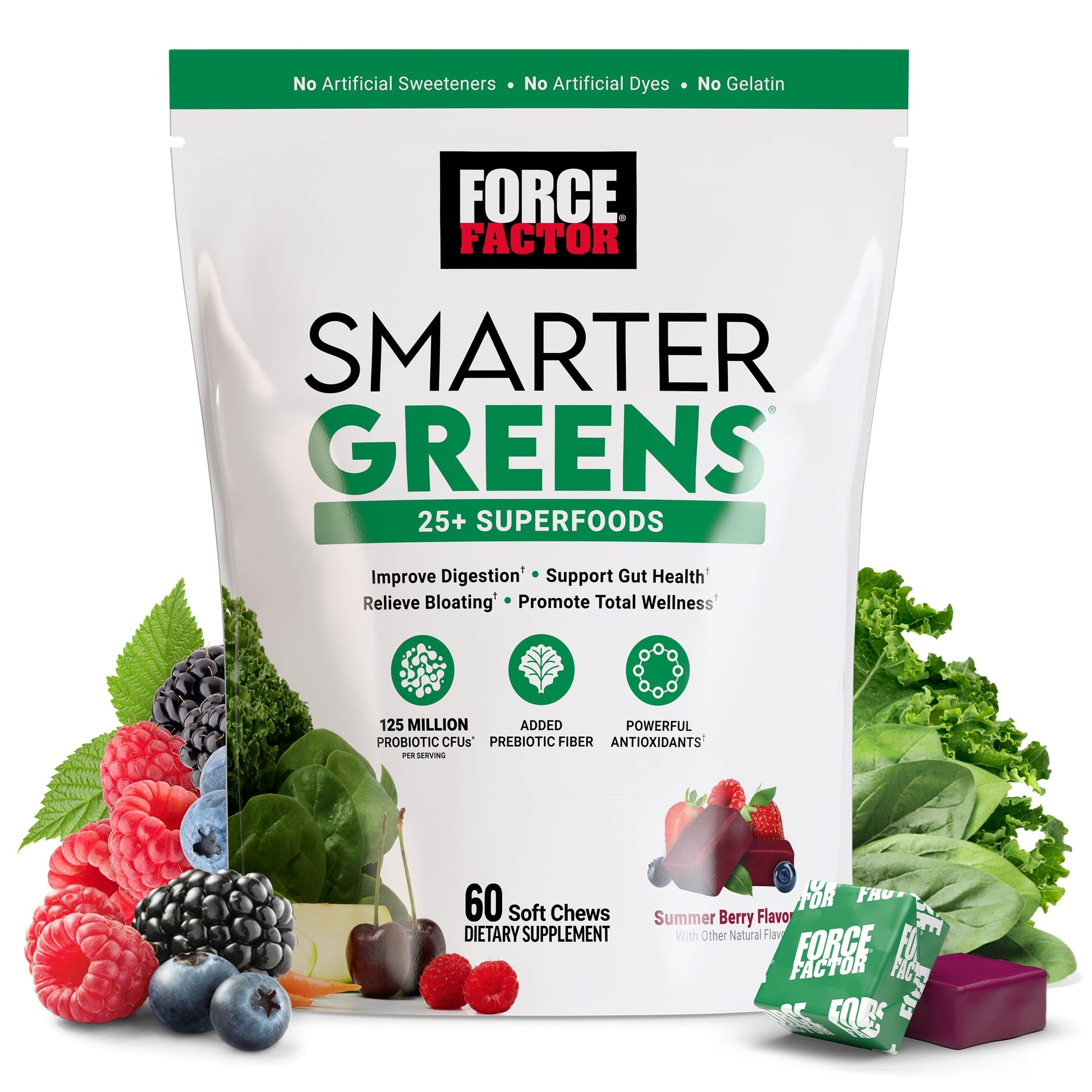 Force Factor Smarter Greens Superfood Chews 60 Soft Chews