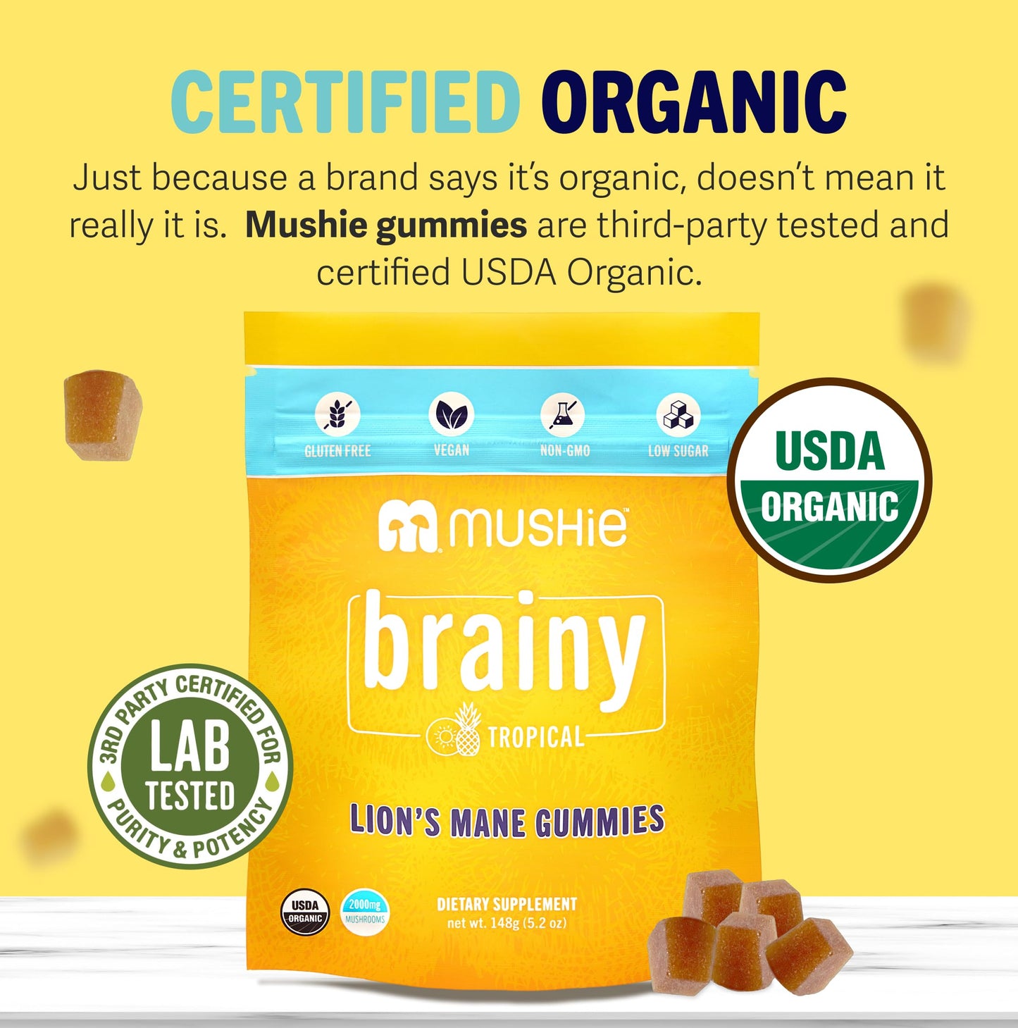 Mushie Lion's Mane Mushroom Gummies, 60 Count