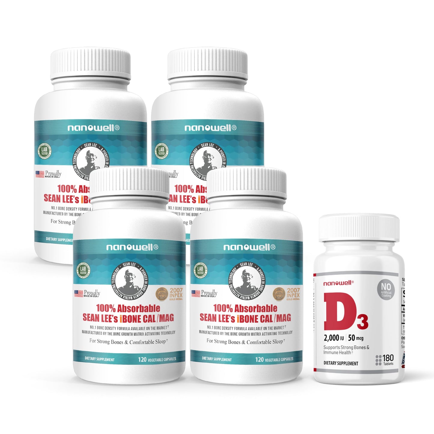 NANOWELL iBone Cal Mag with Vitamin D3 & K2 Calcium Magnesium Supplement for Bone & Immune Support 120 Capsules