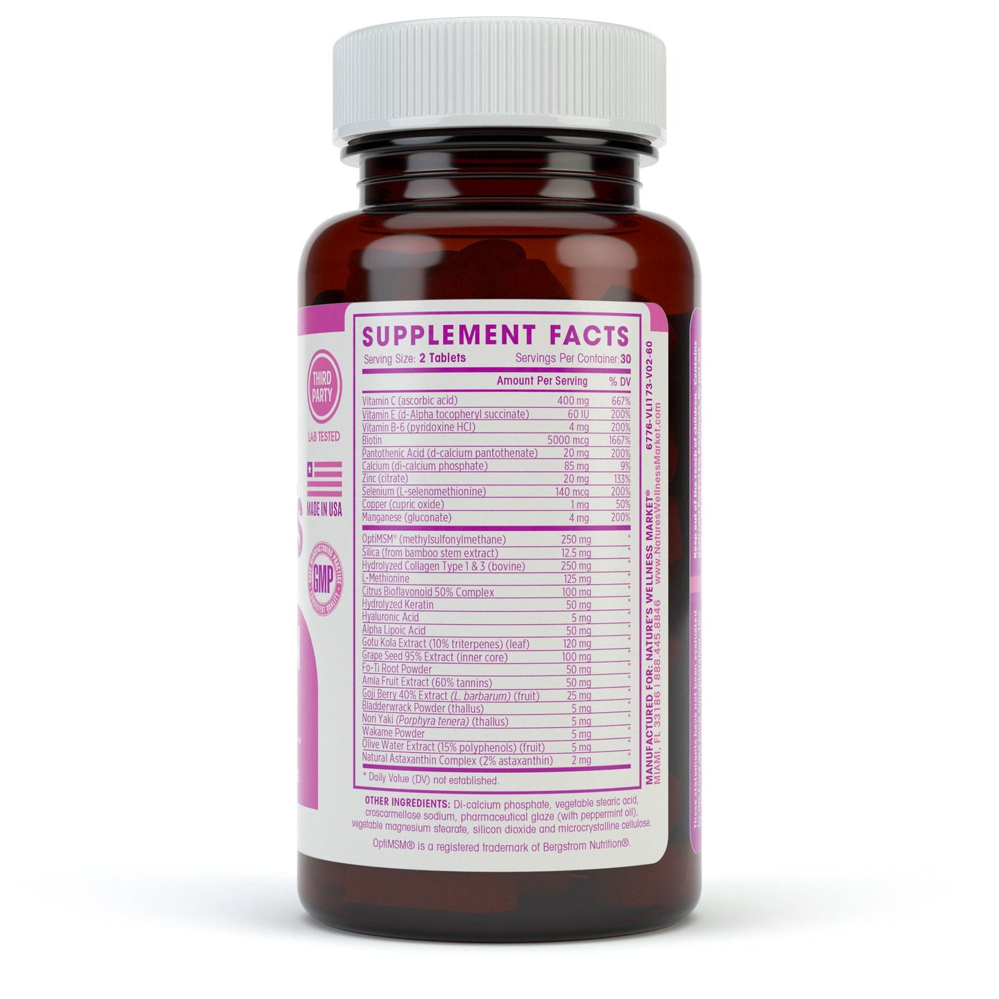 Natures Wellness Hair, Skin & Nails Essential Nourishing Supplement Tablet, 60 Tablets