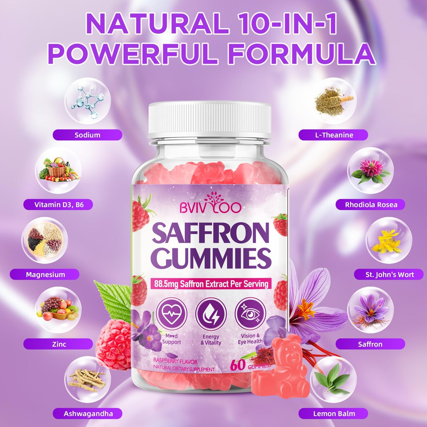 BVIVLOO Saffron Gummies 2-pack