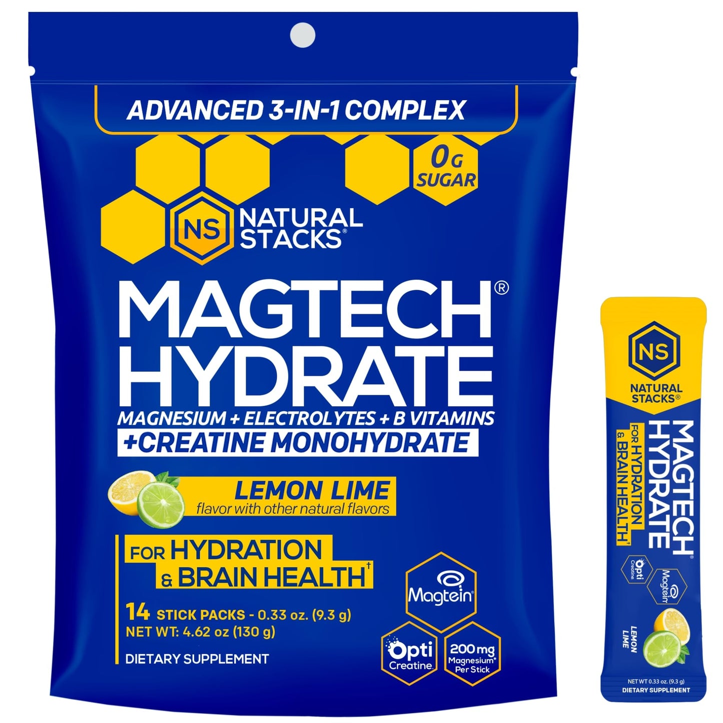 Natural Stacks Magtech Magnesium Capsules + Hydration Creatine Powder Bundle, 74 Total Servings