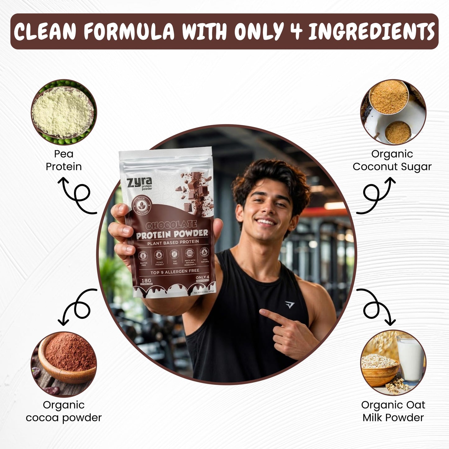 Zyra Protein Organic Protein Powder Chocolate Flavor, 12.35 Ounce