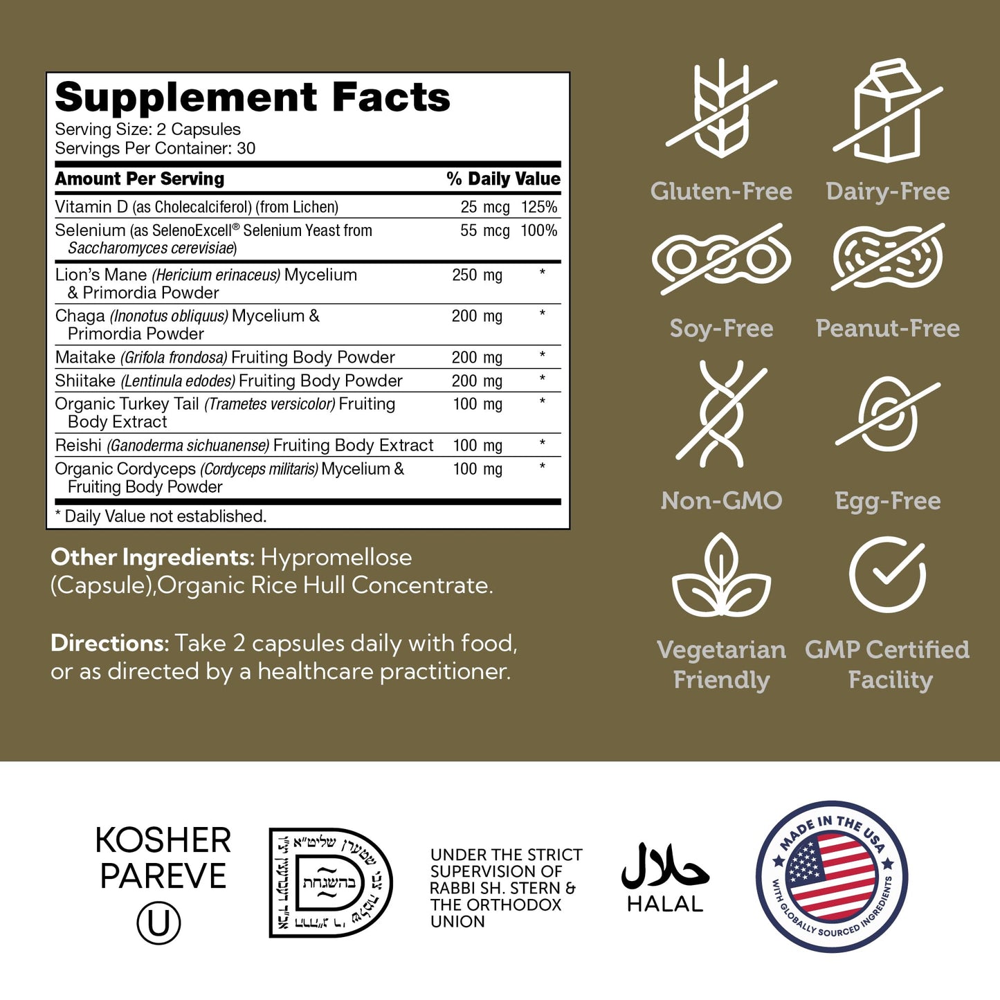 Zahler Mushroom Complex Premium Mushroom Blend, Focus, Calmness & Immunity Support 60 Capsules