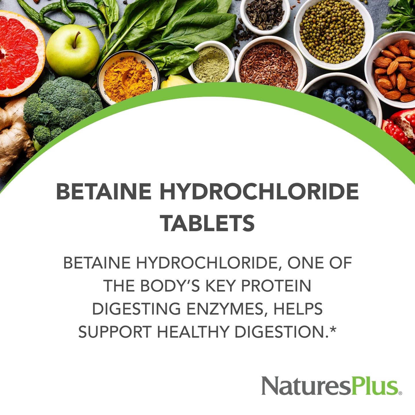 NaturesPlus Betaine Hydrochloride 600 mg Tablets, 90 Count