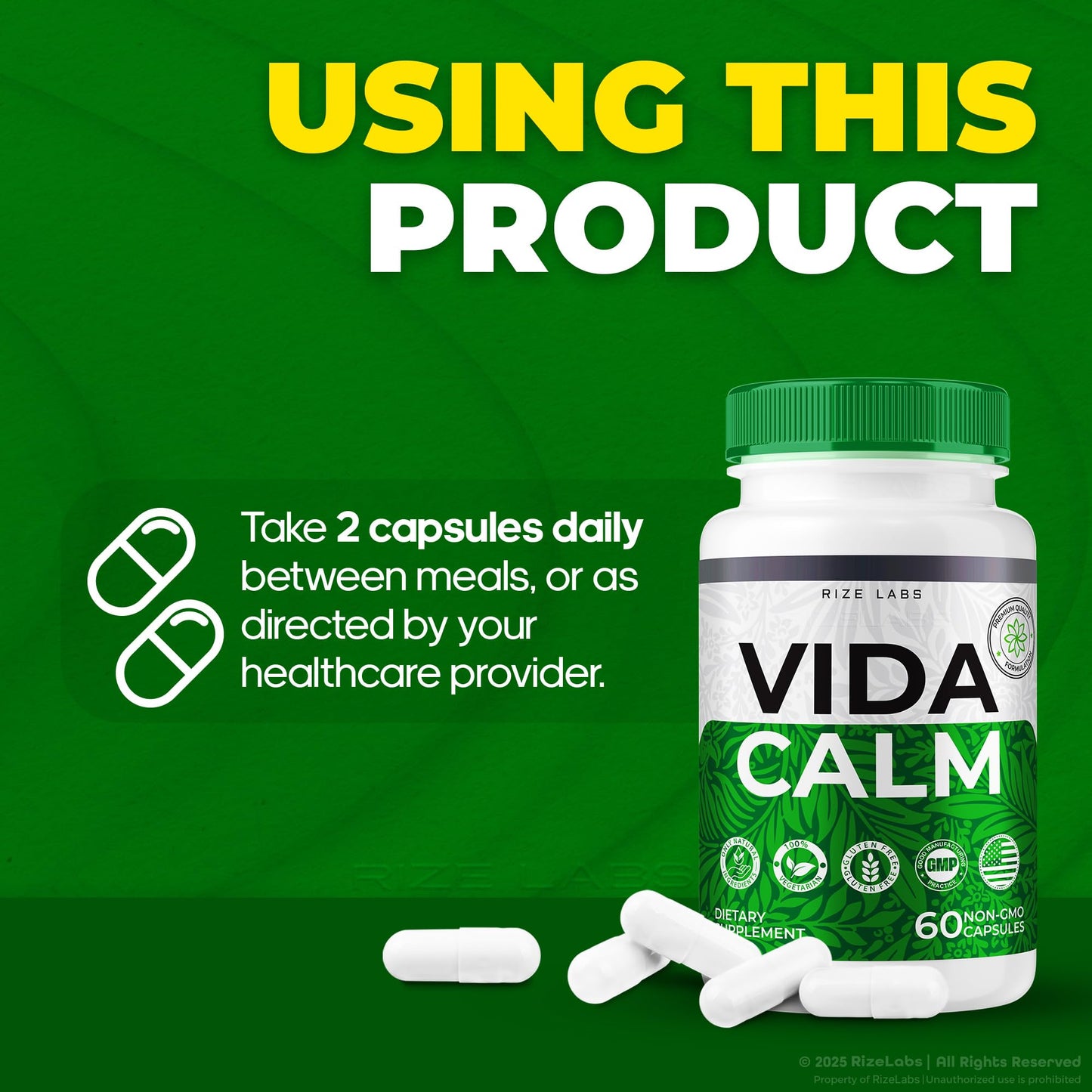 Rize Labs Vida Calm Advanced Formula Capsules, 60 Count