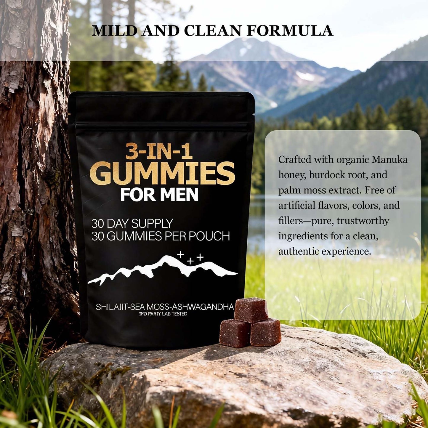 Zenith Gummies 3 in 1 Gummies for Men Shilajit Gold Gummies with Sea Moss, Ashwagandha, Organic Manuka Honey, Burdock Root, Palm Moss Extract Energy Support, 1 Gummy