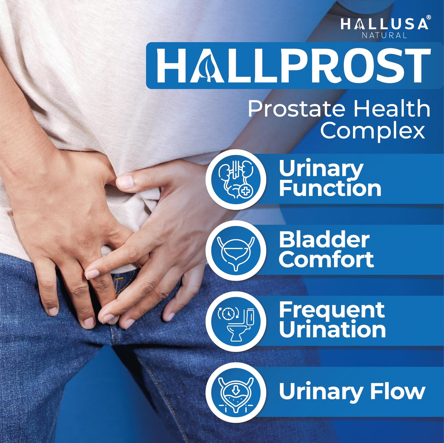 Hallusa Natural Hallprost Prostate Support Supplement 5-in-1 Saw Palmetto Formula 900mg* Pygeum Africanum, Pumpkin Seed, Zinc, Vitamin E Capsule 180 Capsules