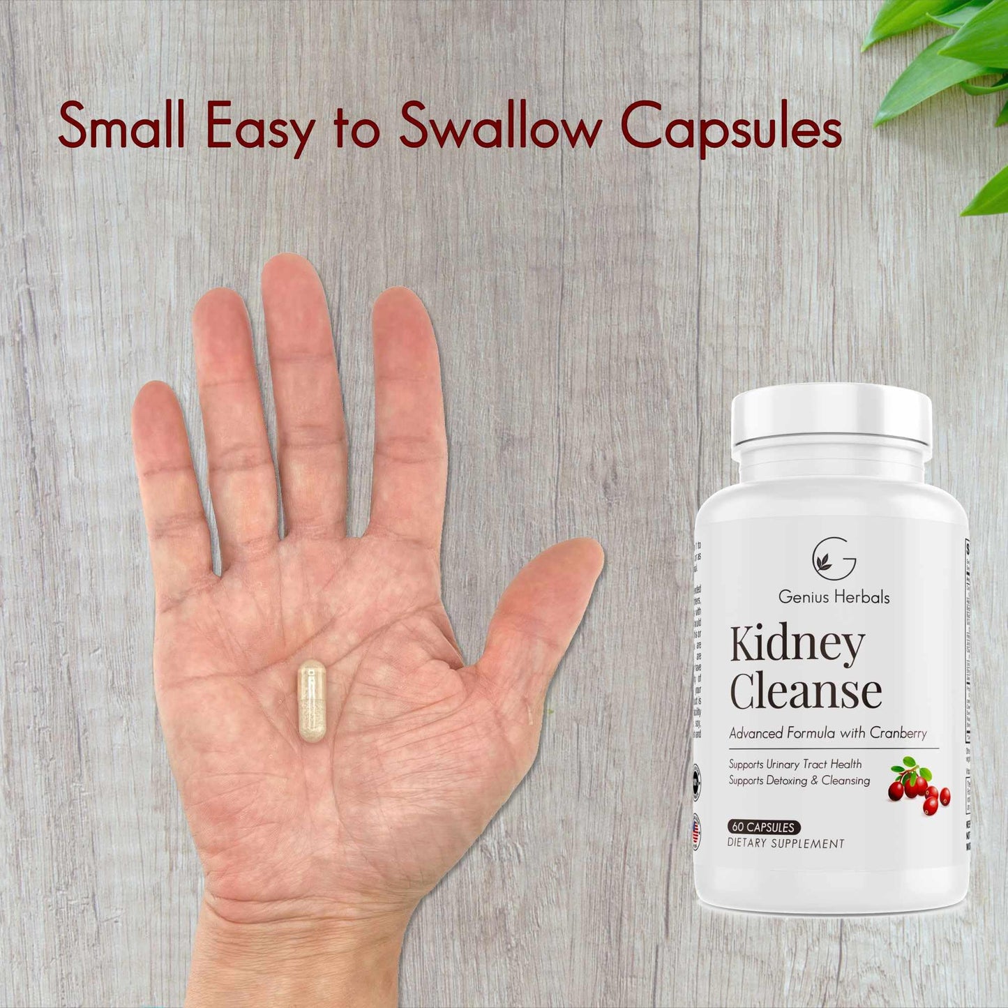 GENIUS HERBALS Kidney Cleanse Advanced Formula with Cranberry Extract, Kidney, Urinary Tract & Bladder Detox and Cleanse, 120 Capsules