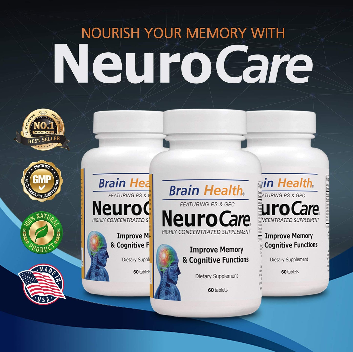 Vitamins Organic Farms Neuro Care Nootropic Brain Health Supplement Tablet, 60 Tablets