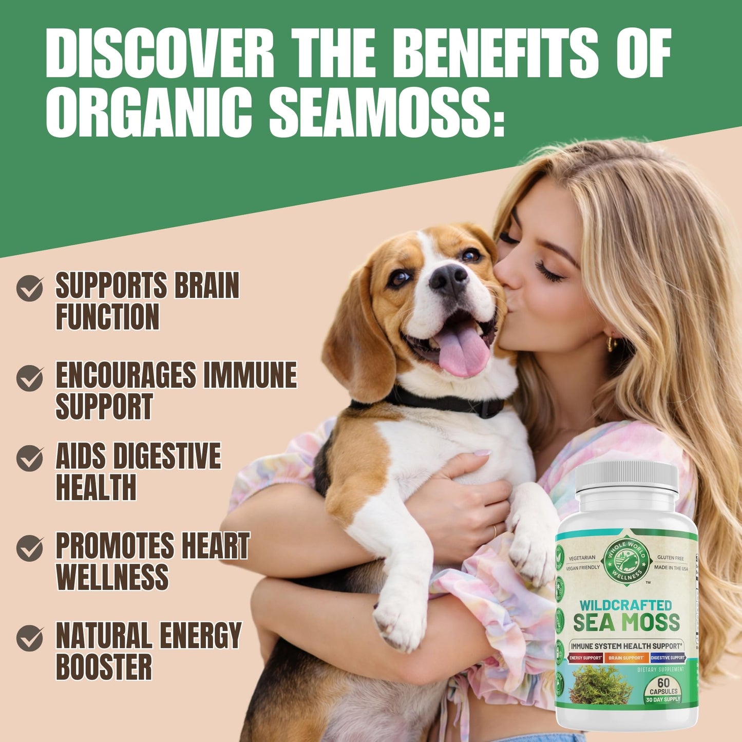 WHOLE WORLD WELLNESS Organic Sea Moss Capsule 60 Capsules