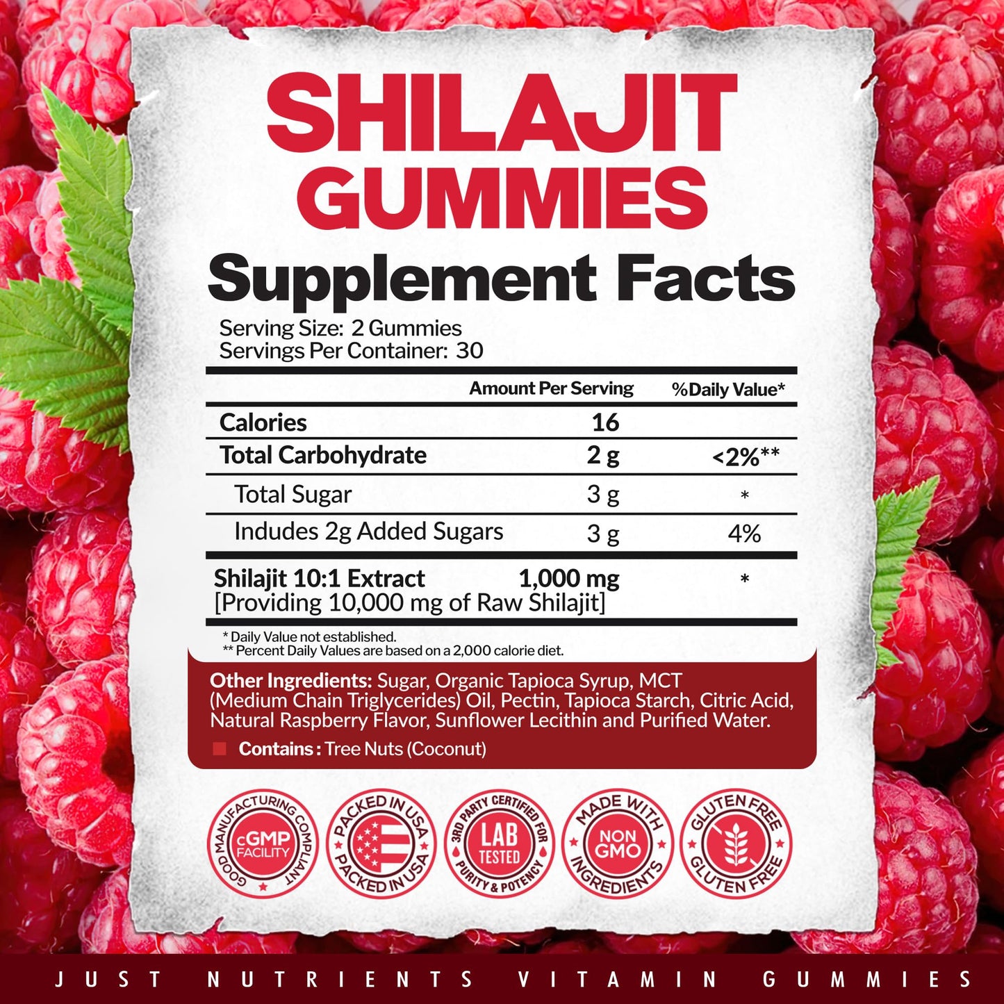 Just Nutrients Shilajit 10,000mg Gummies, 60 Count