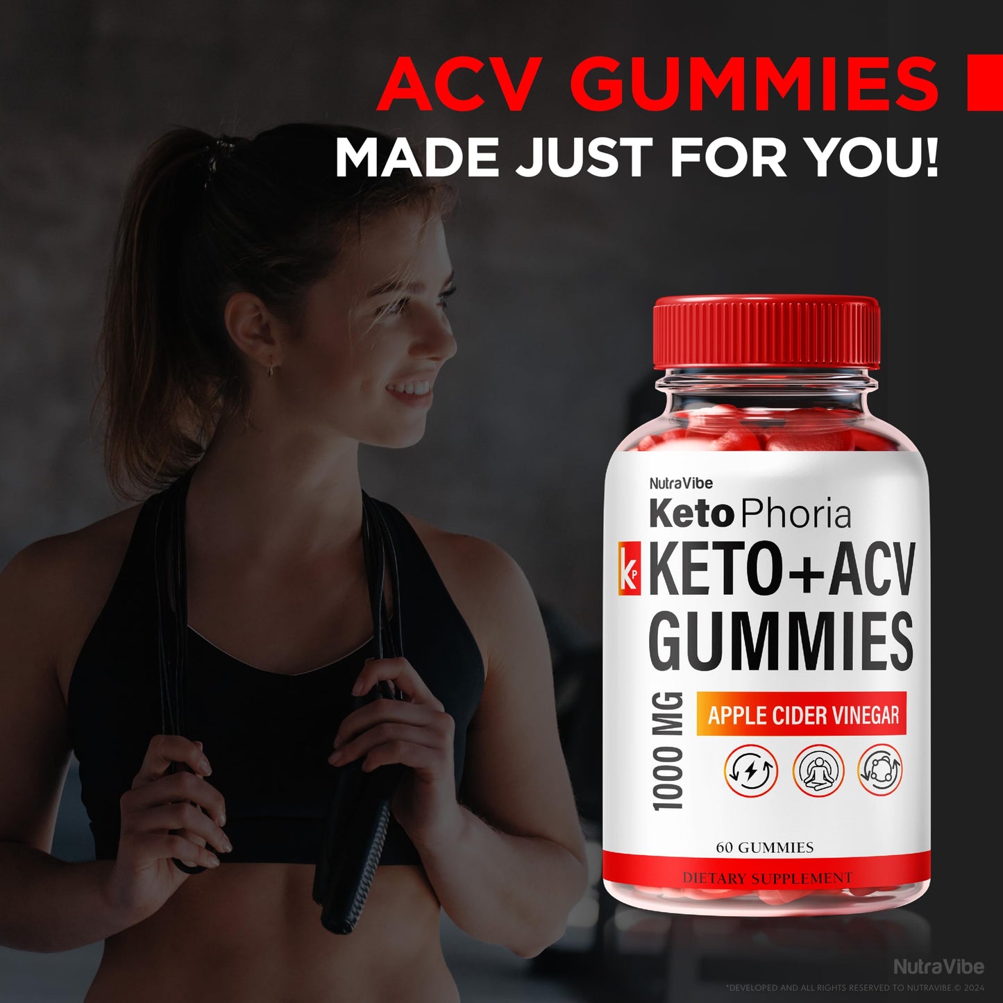NutraVibe KetoPhoria Keto+ACV Gummies for Weight Loss Gummies, 120 Gummies