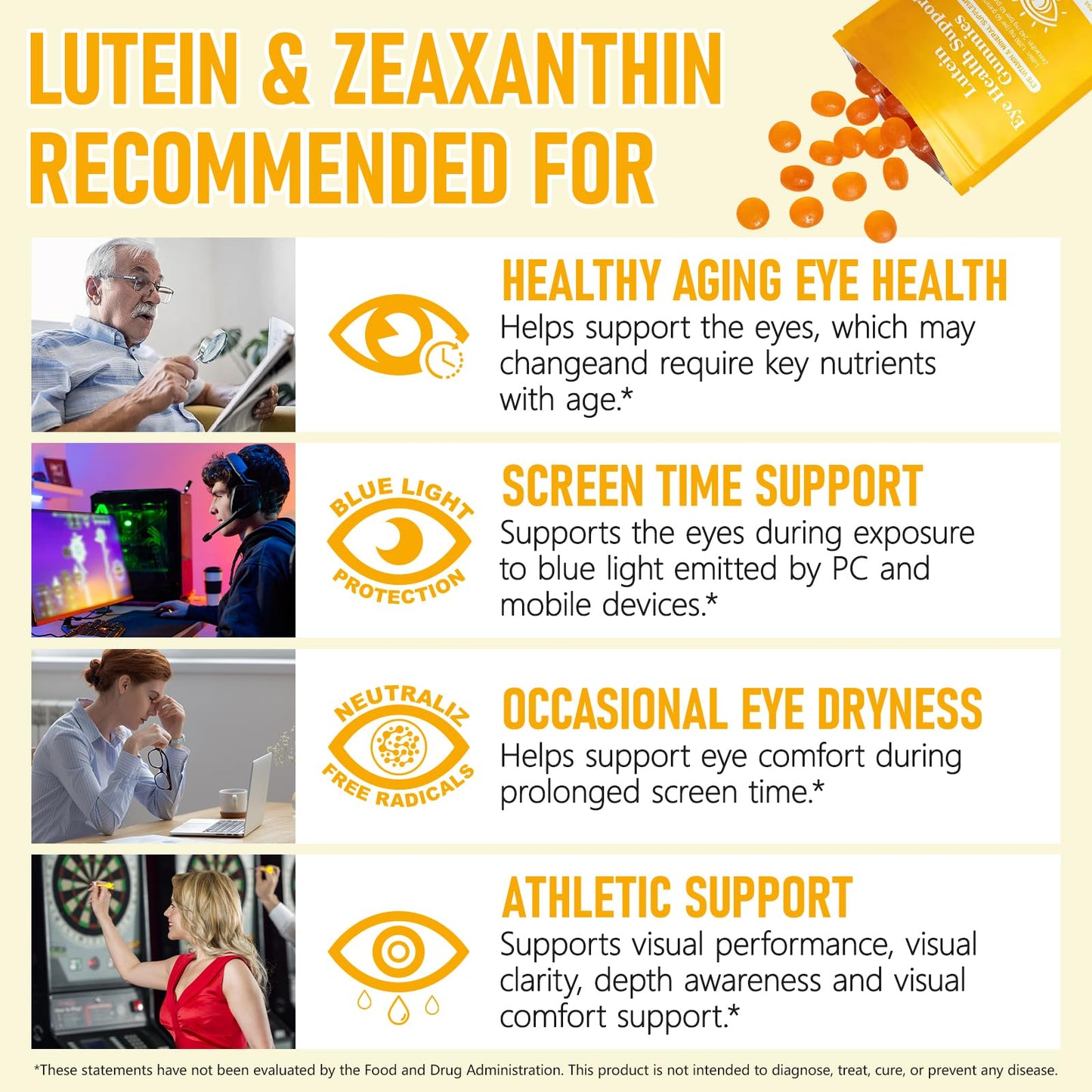 RTEWXLP Lutein and Zeaxanthin Supplements Gummies 60 Count