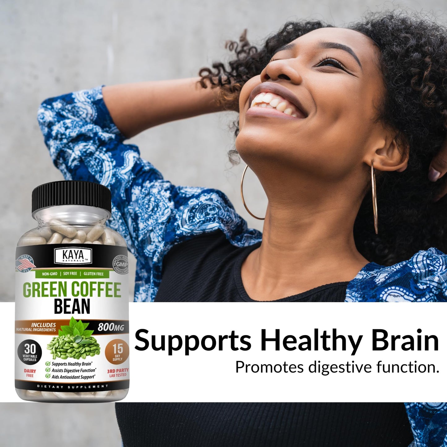 Kaya Naturals Green Coffee Bean Extract Capsule, 30 Count, Non-GMO, Gluten-Free