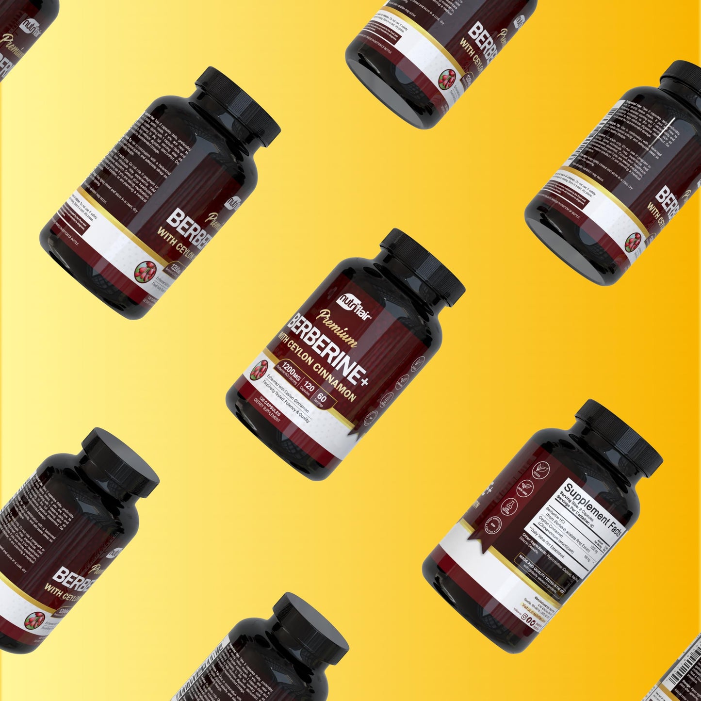 NutriFlair Berberine HCl 1200mg Capsules, 120 Count