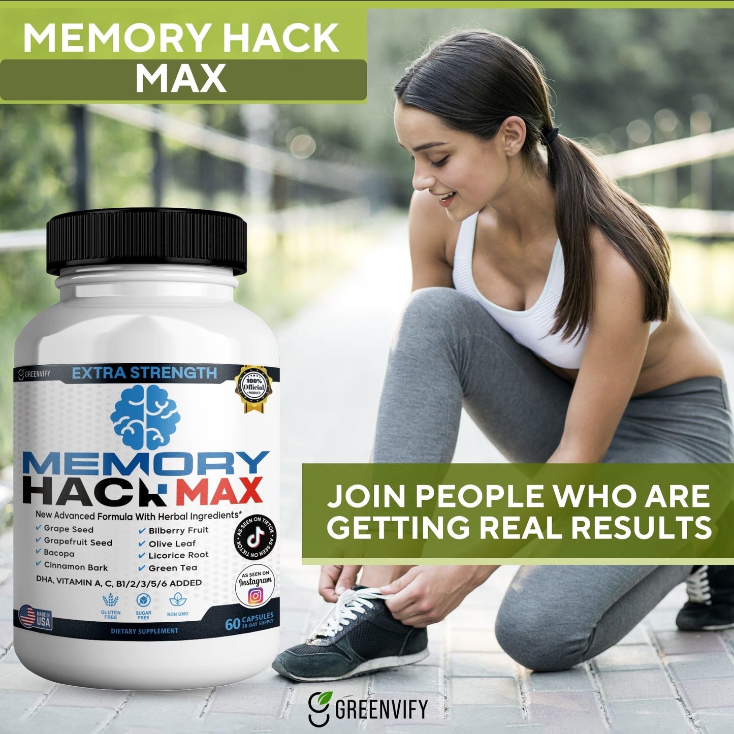 GREENVIFY Memory Hack Max Brain Support Capsules, 60 Count